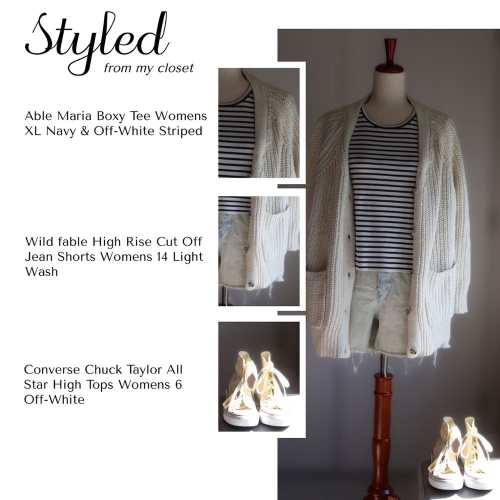 Able Cristina Boyfriend Cardigan Womens XL Cream Closet Staple Coastal - Picture 10 of 10